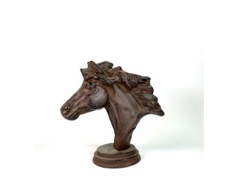 Vintage - Cast Iron Dark Bronze Tone Horsehead Figure