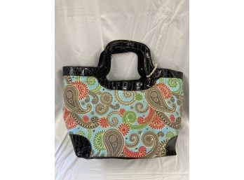 Large Colourful Pattern Bag With Black Edging