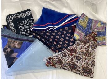 Assorted Patterned Blue Scarves