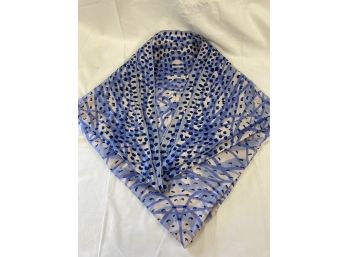 Baar & Beards Hand Rolled Pure Silk Blue And White Scarf