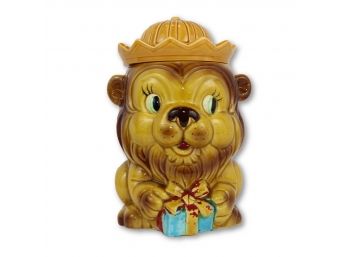 Vintage Crowned Lion With Gift Cookie Jar