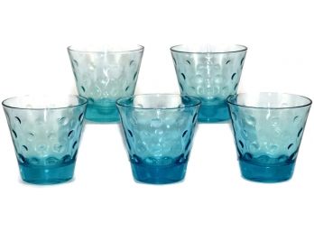 Vintage Set Of Capri Azure Blue 'Dots' Juice Glasses