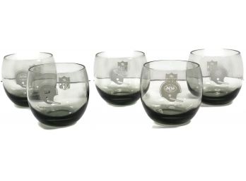 Vintage NFL Smoked Glass Tumblers, Set Of Five