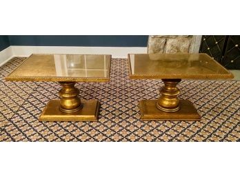 Pair Gilt Pedestal Tables (2)