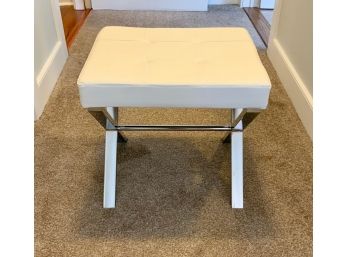 White Faux Leather Tufted Footstool