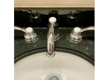 Stone Bathroom Vanity Top, Backsplash, Under-Mount Sink And Kohler Faucet