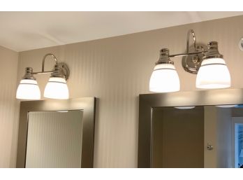 Double Light Chrome And Glass Vanity Fixtures (2)