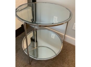 Glass & Chrome Occasional Tables With Mirrored Bottom Shelves (2)