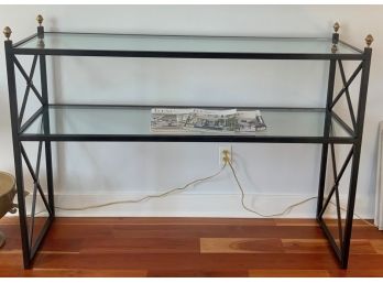 Metal Hallway Table With Two Glass Shelves