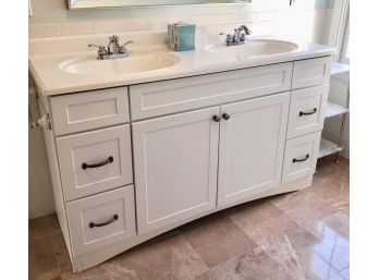 White Bathroom Vanity, Double Sink Top With Basins & Kohler Faucet Sets