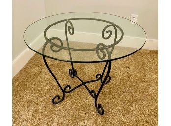 Round Glass Table With Black Metal Base