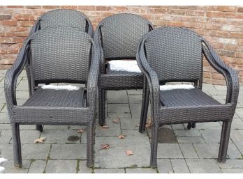 Woven Plastic Outdoor Arm Chairs (12)