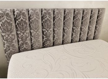 Grey Velvet Damask King Headboard