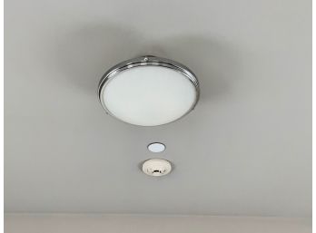 Chrome And White Glass Semi-Flush Mount Ceiling Fixtures (2)