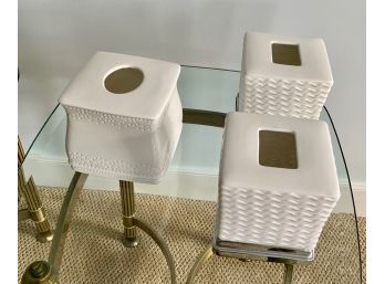 White Ceramic Tissue Holders (3)