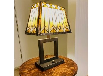 Stained Glass Lamp With Square Metal Base