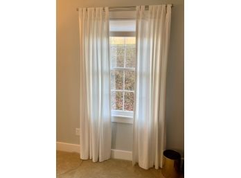 Pottery Barn Drapes With Satin Steel Decorator Rods (for 4 Windows)