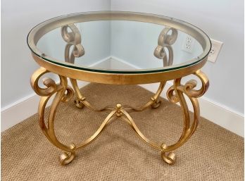 Gilt Iron And Glass Top Side Table