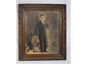 Nice Antique Gilt Gesso Frame With Immigrant Color Enhanced Photo