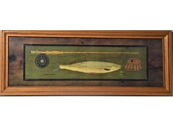 Folk Artist Warren Kimble Fishing Print On Wood