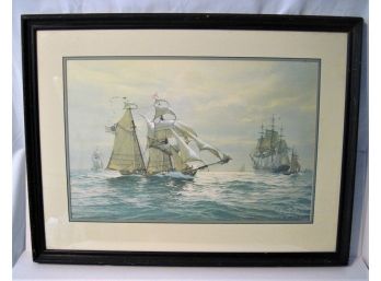 Carl Evers Hand Signed & Numbered War Of 1912 Maritime Warfare Lithograph