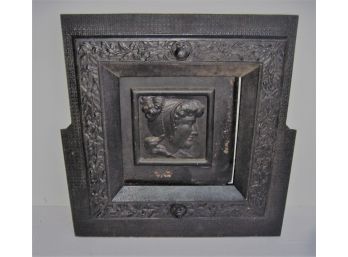 Antique Victorian Figural Cast Iron Fireplace Surround Insert