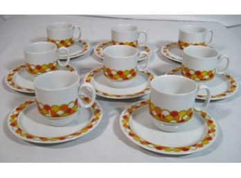 Set Of 8 Georges Briard MCM Mid Century Carousel Cups & Sauces