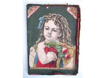 COLLECTORS DREAM Amazing 1800,s Victorian Scrap Book On Fabric