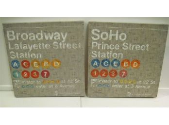 Fabrice De Villeneuve Pair Of Giclees On Canvas NYC Transit Subway Art