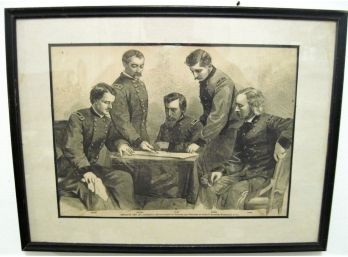 1865 Civil War Woodcut Engraving  Sheridan And His Generals Including Custer