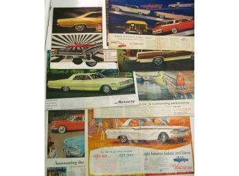 Group Of 12 Vintage 1950,s-1960,s Automobile Mounted Ads