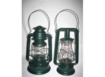 Pair Of Vintage Dietz Lanterns No 2 Large Fount & Monarch