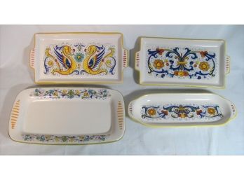 Group Of 4 Italian Hand Painted Serving Trays Ceramica Nova Deruta  & Deruta  Ceramiche