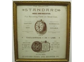 Standard Index & Register Trolley Car Fare Counter Framed Advertisement