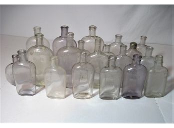 Group Of 20 Antique Glass Whisky Flasks