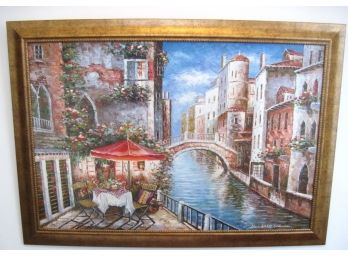 Sharie Hatchett Bohlmann Signed Large Silkscreen Bistro In Venice