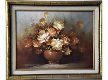 ROBERT COX STILL LIFE FLORAL OIL ON CANVAS PAINTING