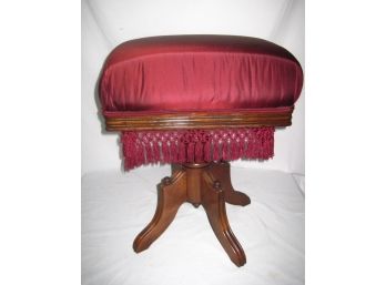 Beautiful Vintage Victorian Style Upholstered Walnut Foot Stool Ottoman