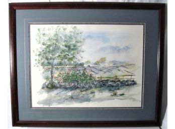 Large Impressionist Landscape Watercolor Painting Signed Ledoux