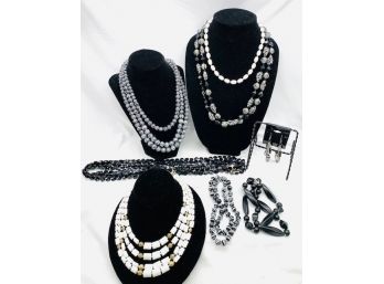 Black And White Jewelry Grouping - 8 Pieces