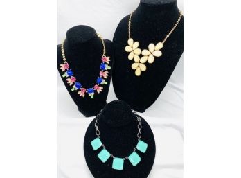 Trio Of Colorful Fashion Necklaces