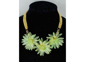 3D Spikey Floral Bead Necklace On Multi-strand Chain