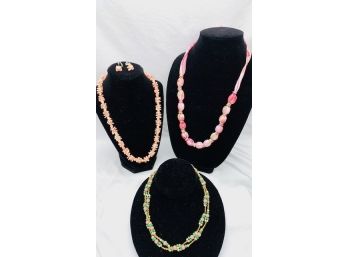 Grouping Of Pink Tone Jewelry