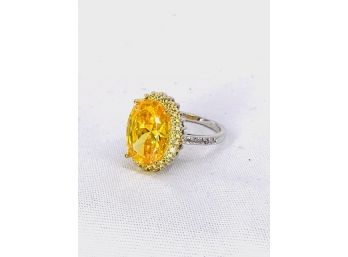 Sensational Citrine Costume Cocktail Ring