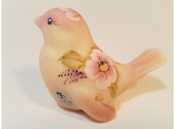 Handcrafted Signed Fenton Art Glass Burmese Song Bird (The Museum Collection 2002)