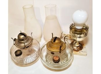 Lamp Lot (2 Oil Lamps  & 1 Electric Lamp)