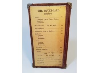 Vintage 'The Buckboard' Restaurant Menu