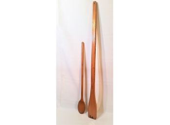 Large Vintage Italian Wooden Spoon & Paddle