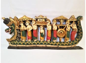 Beautiful Carved Dragon Boat Wall Art