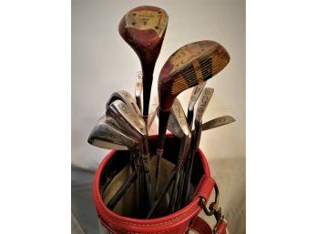 GOLFERS LOT: Vintage Golf Clubs, 2 Golf Bags, Golf Balls, Tees, Ball Markers, Divot Tools, & Golf Headcovers